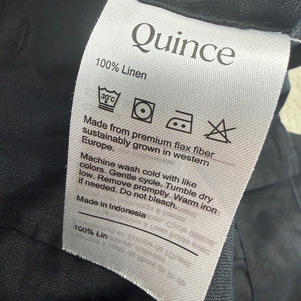 Quince Wide Leg Pants Women 10 Black 100% European Linen Patch Pocket LB88254 - Picture 13 of 15